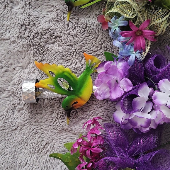 GREEN Blue Hummingbird Solar Lights Grave Markers Spring Summer Outdoor - Picture 4 of 17